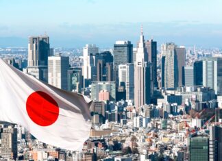 Japonsko sklouzlo do recese, přišlo o pozici třetí největší ekonomiky světa Japonsko, panorama, vlajka