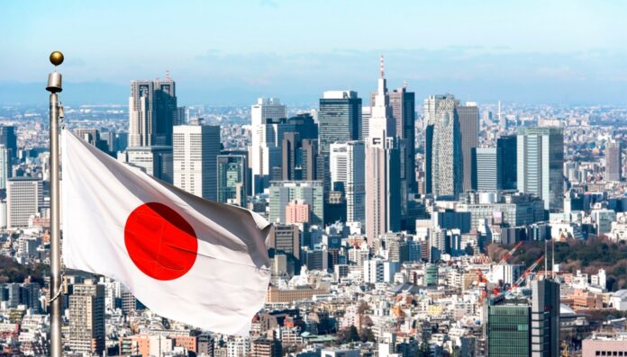 Japonsko, panorama, vlajka