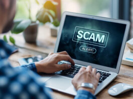 Černá listina brokerů: Jak se vyhnout podvodům a chránit své investice scam, notebook, alert