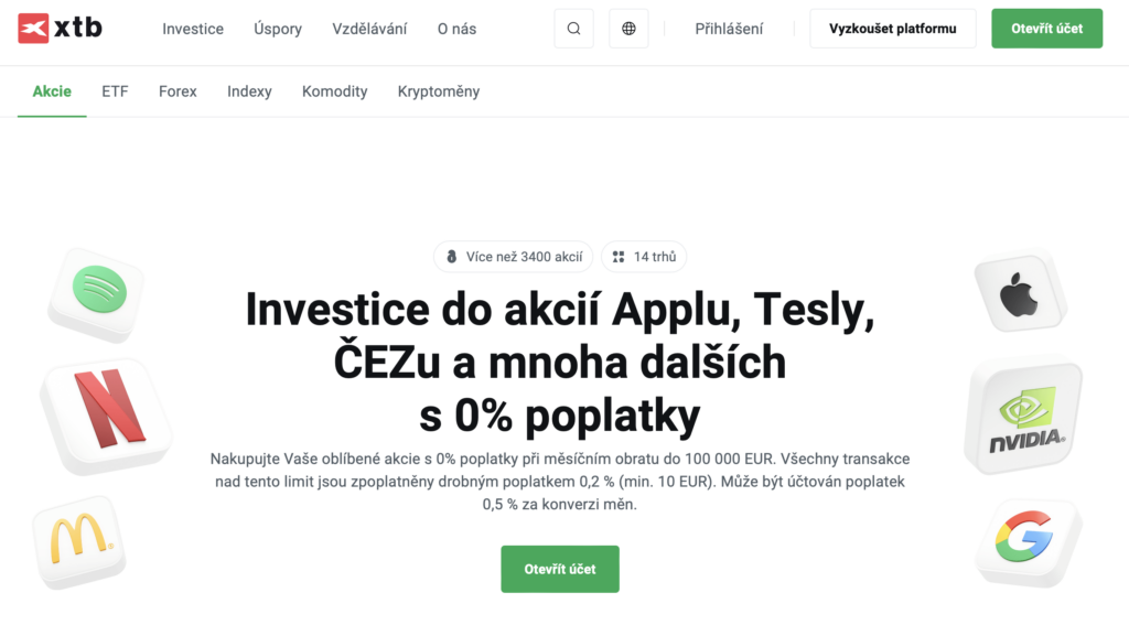 XTB recenze – nabídka aktiv