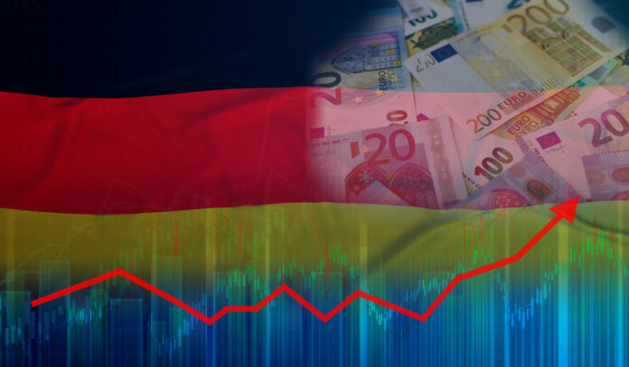 Germany economy growth on financial graph Financial graph of German economic recovery