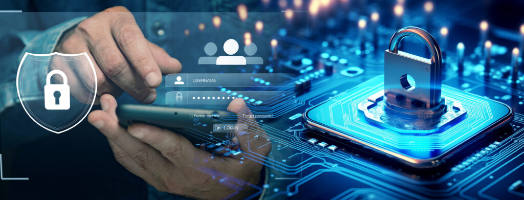 High tech data protection technology illustration for online shopping - ForexMag.cz Digitální identita