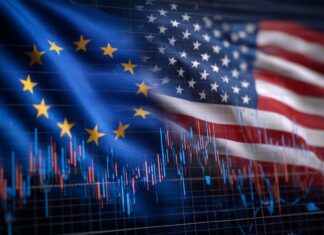 USA vs. Evropské dividendové akcie: Jak vybudovat stabilní dividendové portfolio s vysokým výnosem? USA vs. Evropa. Zdroj: Adobe Stock (Generováno AI)
