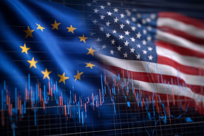 USA vs. Evropa. Zdroj: Adobe Stock (Generováno AI)